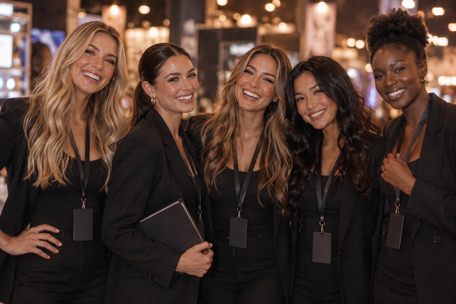 Five VYBE brand ambassadors together on a Las Vegas convention floor